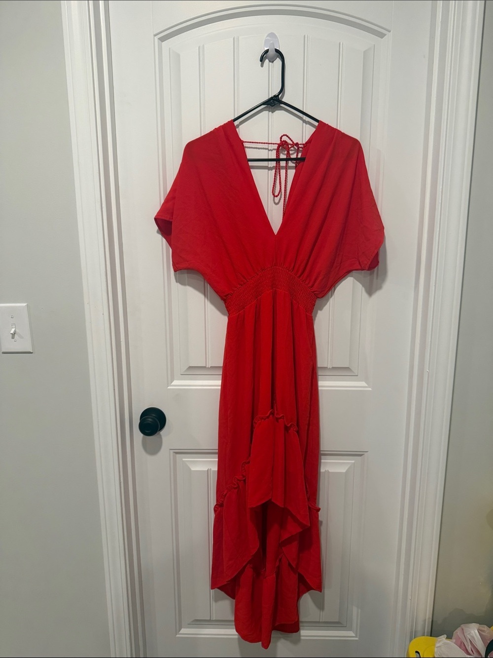 Flying Tomato Scarlet V-Neck High-Low Dress - Picture 3 of 7